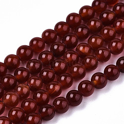 Natural Agate Beads Strands, Dyed, Round, Dark Red, 4mm, Hole: 0.5mm, about 91~95pcs/strand, 14.57 inch~15.35 inch(37~39cm)(G-S359-241C)