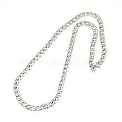 Tarnish Resistant 304 Stainless Steel Curb Chain/Twisted Chain Necklaces, with Lobster Claw Clasps, Stainless Steel Color, 22 inch~23 inch(55.9~58.4cm), 7mm(STAS-A028-N124P)