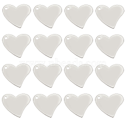 50Pcs 304 Stainless Steel Pendants, Heart, Stamping Blank Tag, Stainless Steel Color, 18x19.5x0.6mm, Hole: 1.6mm(STAS-SC0005-16)