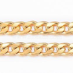 Ion Plating(IP) 304 Stainless Steel Cuban Link Chains, Chunky Curb Chains, Twisted Chains, Unwelded, with Spool, Golden, 5.5x3.8x1mm, about 65.61 Feet(20m)/roll(CHS-H009-14G)