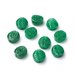Natural Myanmar Jade/Burmese Jade Beads, Dyed, Oval with Double Fish, 12x5mm, Hole: 1.4mm(G-L495-06)