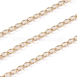 Ion Plating(IP) 304 Stainless Steel Twisted Chains, Curb Chains, Soldered, with Spool, Golden, 2mm, 4x2x0.5mm, about 32.8 Feet(10m)/roll(CHS-H007-16G)