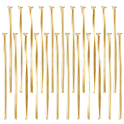 304 Stainless Steel Flat Head Pins, for Jewelry Making, Real 16K Gold Plated, 25x0.7mm, 21 Gauge, Head: 1.5mm, about 200pcs/box(STAS-BBC0004-37F)