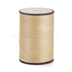 Flat Waxed Polyester Thread String, Micro Macrame Cord, for Leather Sewing Stitching, Wheat, 0.8~0.9x0.3mm, about 109.36 Yards(100m)/Roll(YC-D004-01-005)