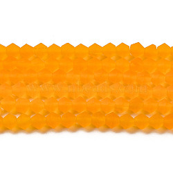 Imitate Austrian Crystal Frosted Glass Beads Strands, Grade AA, Faceted, Bicone, Orange, 4x4mm, Hole: 1mm, about 75~78pcs/strand, 28~29cm(X-EGLA-A039-T4mm-MD23)