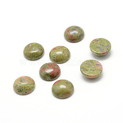 Natural Unakite Gemstone Cabochons, Half Round, 16x6mm(X-G-T020-16mm-18)