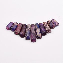 Natural Imperial Jasper Beads Strands, Graduated Fan Pendants, Focal Beads, Dyed, Indigo, 15~39x9~10x5~5.5mm, Hole: 1.5mm, 11pcs/strand, 3.54 inch(G-P298-A05)