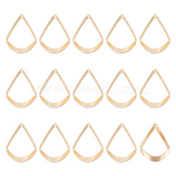 16PCS Brass Pendants, Teardrop Charm, Light Gold, 27x21x2mm, Hole: 1.4mm(KK-BC0011-50)