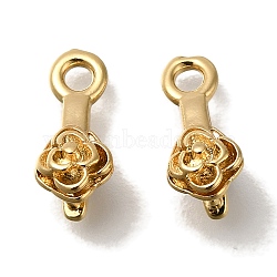 Brass Ice Pick Pinch Bails, Cadmium Free & Lead Free, Flower, Real 24K Gold Plated, 11.5x5x5.5mm, Hole: 1.6mm, Pin: 0.8mm(KK-H502-08G)