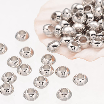 Rondelle Tibetan Silver Spacer Beads, Lead Free & Nickel Free & Cadmium Free, Platinum Color, about 5.5mm thick, Hole: 2.3mm, about 93pcs/20g