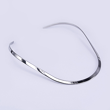 201 Stainless Steel Choker Necklaces, Rigid Necklaces, Stainless Steel Color, 130x6 inch(15cm)