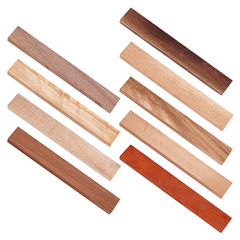 9Pcs 9 Colors Unfinished Wood DIY Material for Hairpin Craft, Rectangle, Mixed Color, 18x2.5x1cm, 1pc/color