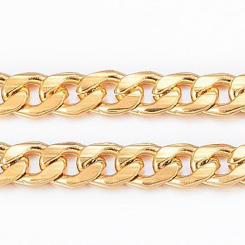Ion Plating(IP) 304 Stainless Steel Cuban Link Chains, Chunky Curb Chains, Twisted Chains, Unwelded, with Spool, Golden, 5.5x3.8x1mm, about 65.61 Feet(20m)/roll