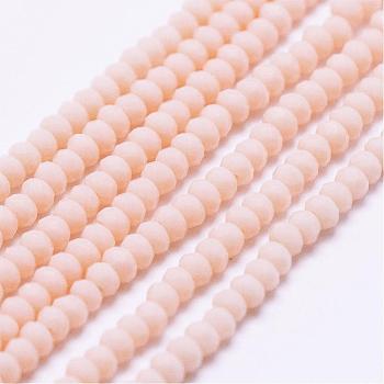 Opaque Glass Beads Strands, Faceted, Rondelle, Lavender Blush, 2.5x1.5~2mm, Hole: 0.5mm, about 185~190pcs/strand, 13.7 inch~14.1 inch