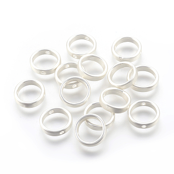 Brass Bead Frames, Long-Lasting Plated, Lead Free & Cadmium Free & Nickel Free, Ring, Matte Style, 925 Sterling Silver Plated, 12x3mm, Hole: 1.4mm, Inner Diameter: 10mm