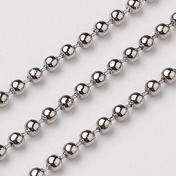304 Stainless Steel Ball Chains, Stainless Steel Color, 1.5mm