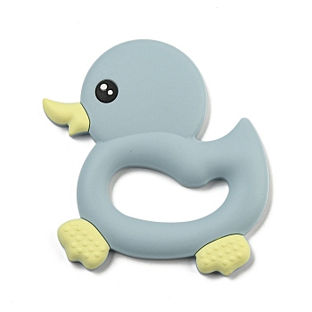 Silicone Focal Beads, Silicone Teething Beads, Baby Toy, Duck, Light Blue, 93x83x9mm