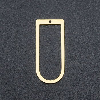 201 Stainless Steel Pendants, Arch Charm, Laser Cut, Golden, 30x13x1mm, Hole: 1.2mm