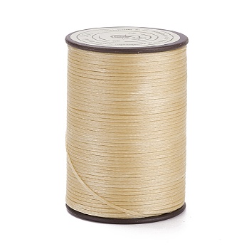 Flat Waxed Polyester Thread String, Micro Macrame Cord, for Leather Sewing Stitching, Wheat, 0.8~0.9x0.3mm, about 109.36 Yards(100m)/Roll