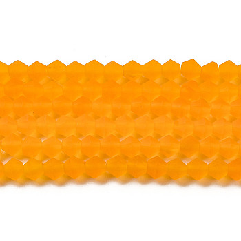 Imitate Austrian Crystal Frosted Glass Beads Strands, Grade AA, Faceted, Bicone, Orange, 4x4mm, Hole: 1mm, about 75~78pcs/strand, 28~29cm