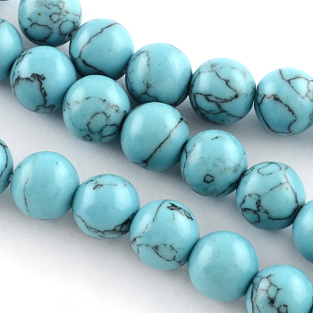 Synthetical Turquoise Gemstone Round Bead Strands, Dyed, Light Sky Blue, 8mm, Hole: 1.5mm, about 47~48pcs/strand, 14.5 inch
