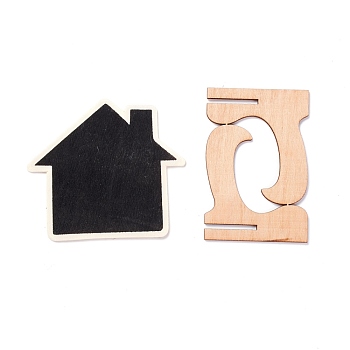 House Wooden Mini Chalkboard Signs, with Support Stand, for Wedding & Birthday Party Decoration, Black, 8.15x7.25x0.25cm
