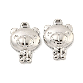 304 Stainless Steel Pendants, Bear Charm, Stainless Steel Color, 15x10.5x4mm, Hole: 1.6mm