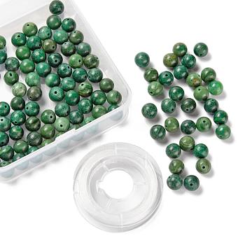 100Pcs 8mm Natural African Jade Bead Round Beads, Grade A with 10m Elastic Crystal Thread, for DIY Stretch Bracelets Making Kits, 8mm, Hole: 1mm