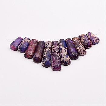 Natural Imperial Jasper Beads Strands, Graduated Fan Pendants, Focal Beads, Dyed, Indigo, 15~39x9~10x5~5.5mm, Hole: 1.5mm, 11pcs/strand, 3.54 inch