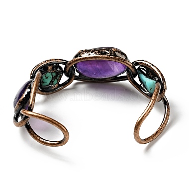 Natural Turquoise & Amethyst Open Cuff Bangle(G-D468-07R)-3