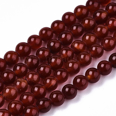 Dark Red Round Natural Agate Beads