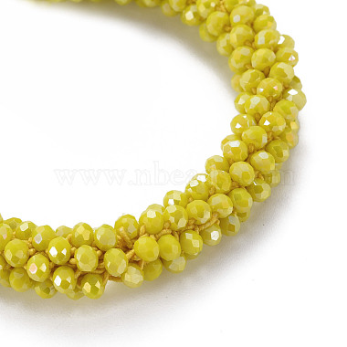 Bracelets extensibles en perles de verre opaque facettées plaquées couleur ab(BJEW-S144-003D-06)-3