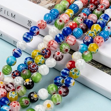 Handmade Millefiori Glass Beads Strands(X-LK14)-7