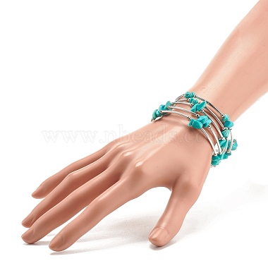 5 -bracelets en perles synthétiques turquoise (teints) à boucle pour femmes(BJEW-JB01517-09)-3