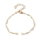 Brass & Natural Morganite Handmade Beaded Link Chain Bracelet Making(AJEW-JB01150-39)-1