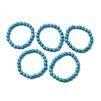 Synthetic Turquoise Round Beaded Stretch Bracelets, Inner Diameter: 2 inch(5.2cm), Beads: 7.5~8mm(BJEW-F203-02)