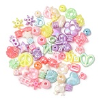Plastic Beads, Mixed Shapes, AB Color Plated, Mixed Color, 6~19x6~20x3~8mm, Hole: 1.8~4.5mm, about 1665pcs/500g(KY-Z003-26)