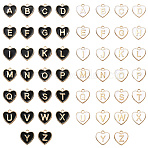 2 Sets 2 Colors Alloy Enamel Pendants, Golden, Heart with Letter A~Z Charm, Mixed Color, 15.5x14.5x2mm, Hole: 2mm, 26pcs/set, 1 set/color(ENAM-SC0006-63)