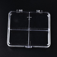 Polystyrene Bead Storage Containers, with 4 Compartments Organizer Boxes and Hinged Lid, for Jewelry Beads Earring Container Tool Fishing Hook Small Accessories, Rectangle, Clear, 10.8x9.8x1.7cm, compartment: 4.6x5.1cm.(CON-Q038-002)