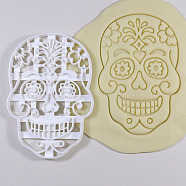 PP Plastic Cookie Cutters, Halloween, Skull, White, 130x90mm(BAKE-PW0010-11)
