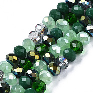 Electroplate Glass Beads Strands, Faceted, Rondelle, Sea Green, 5.5~6x5mm, Hole: 1mm, about 90~92pcs/strand, 16.54~16.93''(42~43cm)(EGLA-SZ0001-32F)