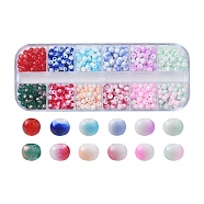 48G 12Colors 6/0 Opaque Glass Seed Beads, Round Hole, Rondelle, Mixed Color, 4~4.5x3~4mm, Hole: 0.8~1.5mm, 4G/color(SEED-YW0002-18)