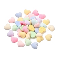 Flocky Acrylic Cabochons, Heart, Mixed Color, 16x18x7mm(OACR-C018-06)