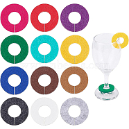 60Pcs 12 Colors Felt Wine Glass Charms, Flat Round, Mixed Color, 35x3mm, 5pcs/color(AJEW-BC0003-21)