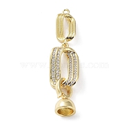Rack Plating Brass Micro Pave Clear Cubic Zirconia Fold Over Clasps, Cadmium Free & Lead Free, Long-Lasting 
Plated, Oval, Golden, Oval: 15.5x7.5x2mm, Hole: 1.2mm, Oval: 18x10.5x3, Clasps: 13.5x7.5mm, Inner Diameter: 5.3mm(KK-M265-06G)
