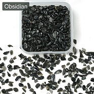 50G Natural Obsidian Chip Beads, No Hole/Undrilled, 3~9x1~4mm(G-YW0001-59)