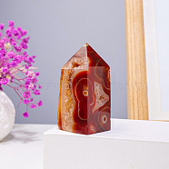 Natural Red Agate Pointed Prism Bar Home Display Decoration, Healing Stone Wands, for Reiki Chakra Meditation Therapy Decos, Faceted Bullet, 20~23x55~65mm(G-PW0007-105)