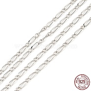 Rhodium Plated 925 Sterling Silver Figaro Chains, Soldered, Platinum, Link: 5x2x0.5mm and 3x2x0.5mm(STER-F052-15P)