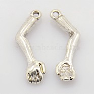 Alloy Pendants, Arm, Antique Silver, Lead Free and Cadmium Free, 28.5x10x4mm, Hole: 1.5mm(X-EA9699Y)