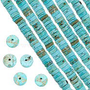 Natural Howlite Beads Strands, Heishi Beads, Dyed & Heated, Flat Round/Disc, Turquoise, 8x3mm, Hole: 1mm, about 122pcs/strand, 15.16''(38.5cm), 1 strand/box(G-SC0002-29)